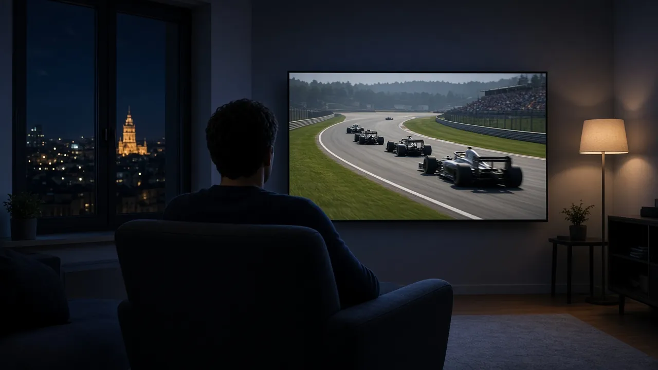 Course automobile en direct sur un grand écran 4K, sports mécaniques avec IPTV Luxembourg